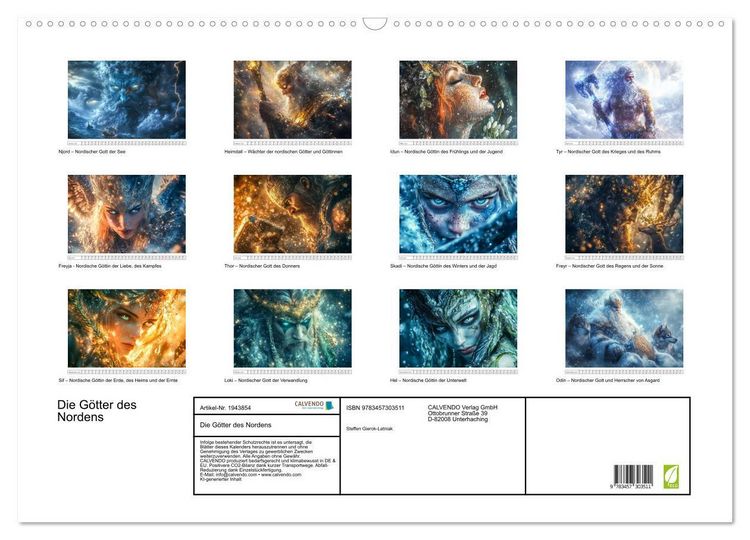 Produktbild: Die G&ouml;tter des Nordens (Wandkalender 2026 DIN A2 quer), CALVENDO Monatskalender