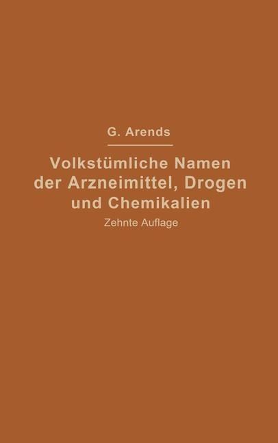 Produktbild: Volkst&uuml;mliche Namen der Arzneimittel, Drogen und Chemikalien