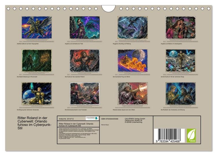 Produktbild: Ritter Roland in der Cyberwelt: Orlando furioso im Cyberpunk-Stil (Wandkalender 2027 DIN A4 quer), CALVENDO Monatskalender