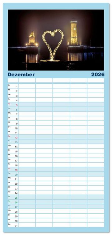 Produktbild: Familienplaner 2026 - Lindau - Juwel am Bodensee mit 5 Spalten (Wandkalender, 21 x 45 cm) CALVENDO