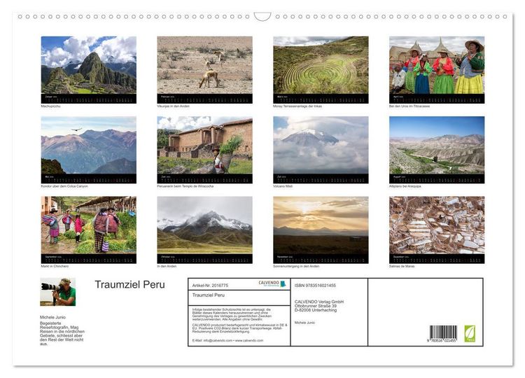 Produktbild: Traumziel Peru (Wandkalender 2026 DIN A2 quer), CALVENDO Monatskalender