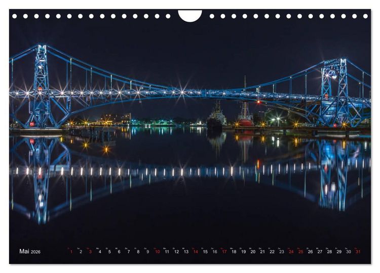 Produktbild: Nachts in Wilhelmshaven Edition mit maritimen Motiven (Wandkalender 2026 DIN A4 quer), CALVENDO Monatskalender