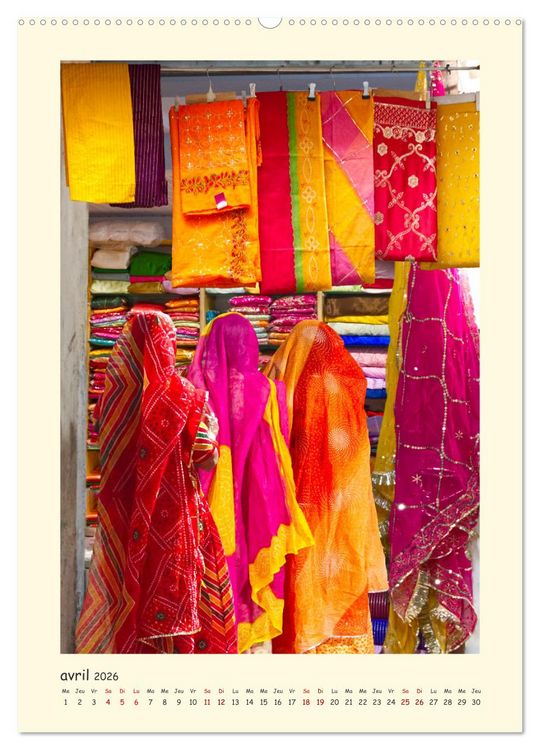 Produktbild: INDE pays aux couleurs &eacute;blouissantes (Calendrier mural 2026 DIN A2 horizontal) calendrier de bureau
