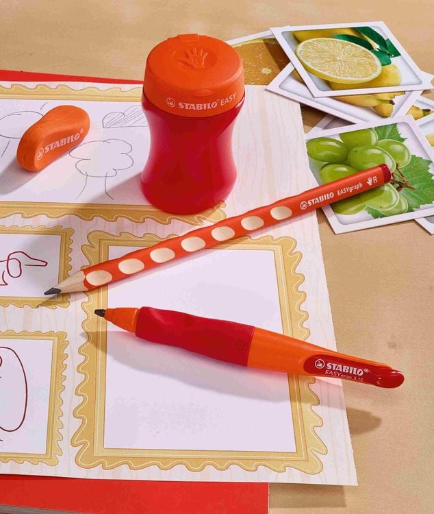STABILO Spitzer Dosen-Spitzer für Rechtshänder EASYsharpener, 3 in 1, orange
