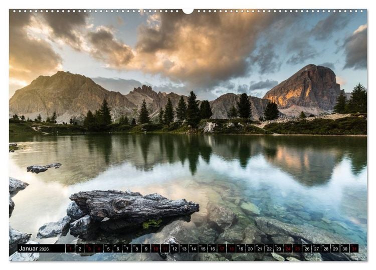 Produktbild: Bergseen in den Dolomiten (hochwertiger Premium Wandkalender 2026 DIN A2 quer), Kunstdruck in Hochglanz