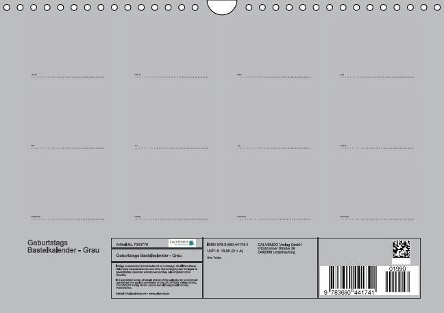 Produktbild: Geburtstags - Bastelkalender - Grau (Wandkalender immerw&auml;hrend DIN A4 quer)