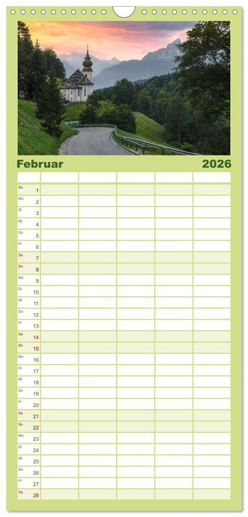 Produktbild: Familienplaner 2026 - Verzauberte Bergwelten mit 5 Spalten (Wandkalender, 21 x 45 cm) CALVENDO
