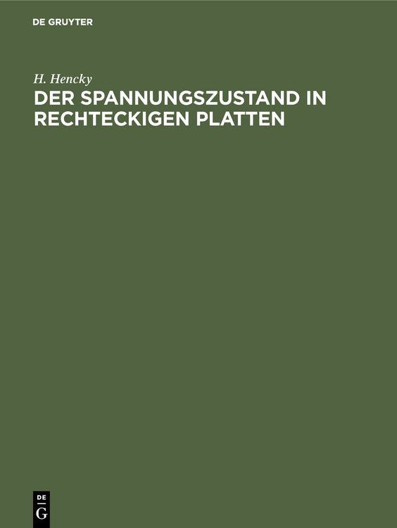 Produktbild: Der Spannungszustand in rechteckigen Platten