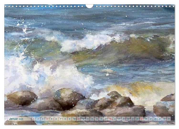 Produktbild: MEERESAQUARELLE (Wandkalender 2026 DIN A3 quer), CALVENDO Monatskalender