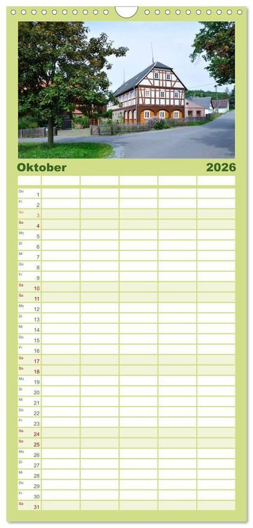 Produktbild: Familienplaner 2026 - Umgebindeh&auml;user in der Oberlausitz mit 5 Spalten (Wandkalender, 21 x 45 cm) CALVENDO