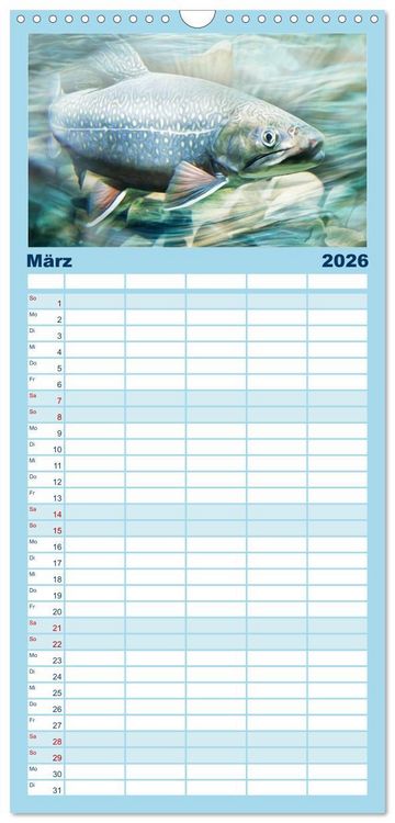 Produktbild: Familienplaner 2026 - Fischwelt - Artwork mit 5 Spalten (Wandkalender, 21 x 45 cm) CALVENDO