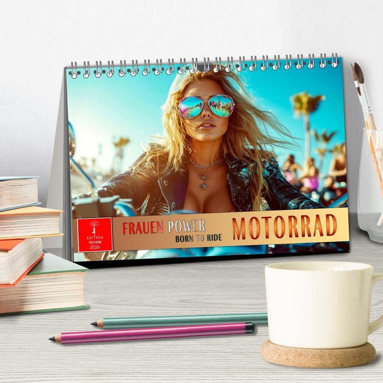 Produktbild: Frauen Power Motorrad (Tischkalender 2026 DIN A5 quer), CALVENDO Monatskalender