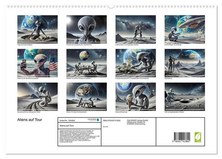 Produktbild: Aliens auf Tour (hochwertiger Premium Wandkalender 2026 DIN A2 quer), Kunstdruck in Hochglanz