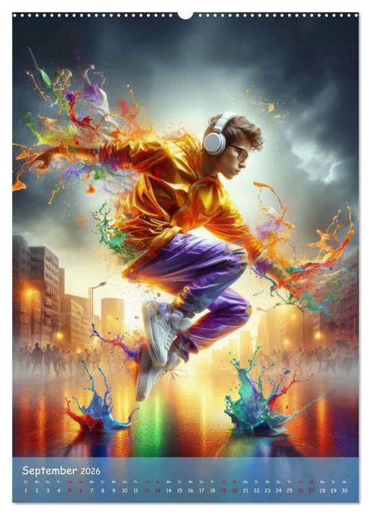 Produktbild: Rhythmus in Farben - Dynamische Hip-Hop-T&auml;nzer (Wandkalender 2026 DIN A2 hoch), CALVENDO Monatskalender