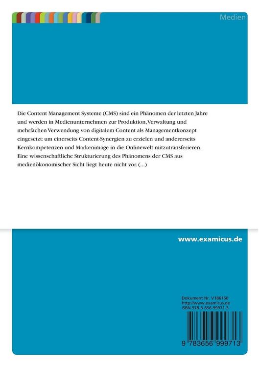 Produktbild: Content Management Systeme aus medien&ouml;konomischer Sicht