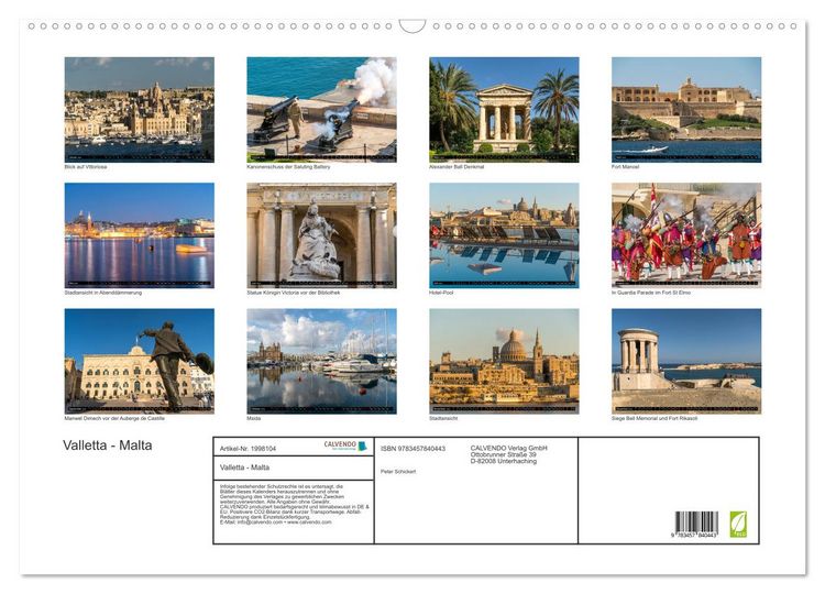 Produktbild: Valletta - Malta (Wandkalender 2026 DIN A2 quer), CALVENDO Monatskalender