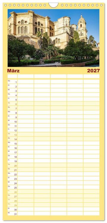 Produktbild: Familienplaner 2027 - Malaga Highlights der Stadt an der Costa del Sol mit 5 Spalten (Wandkalender, 21 x 45 cm) CALVENDO