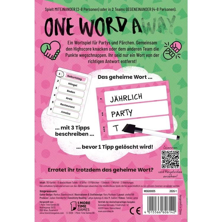 Produktbild: 1 More Time Games - One Word Away, Partyspiel