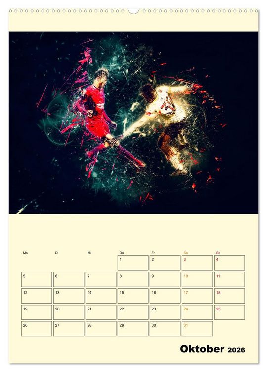 Produktbild: Fu&szlig;ball - Feuer (hochwertiger Premium Wandkalender 2026 DIN A2 hoch), Kunstdruck in Hochglanz