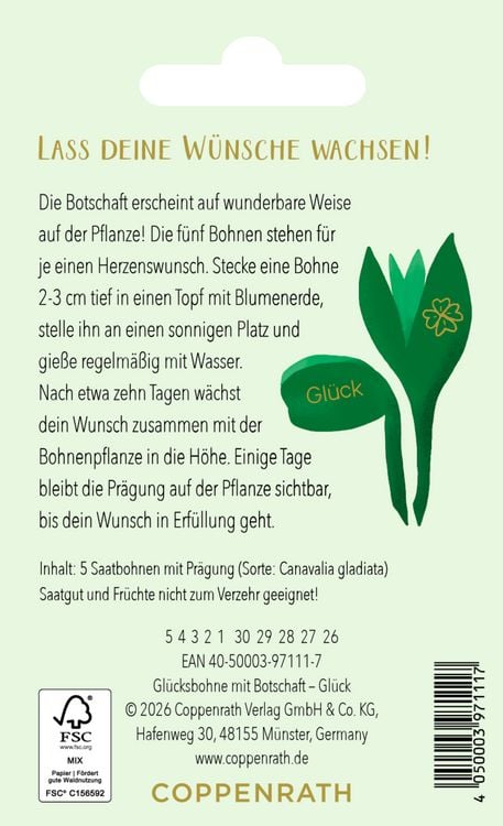 Produktbild: Gepr&auml;gte Saatbohnen &ndash; Pflanze deine W&uuml;nsche