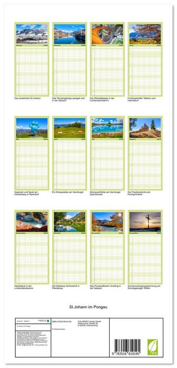Produktbild: Familienplaner 2026 - St.Johann im Pongau mit 5 Spalten (Wandkalender, 21 x 45 cm) CALVENDO