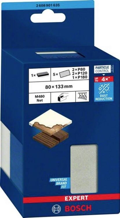 Produktbild: Bosch Accessories EXPERT M480 2608901635 Schleifblock K&ouml;rnung (num) 80, 120, 180 (L x B) 133 mm x 80 mm 1 St.