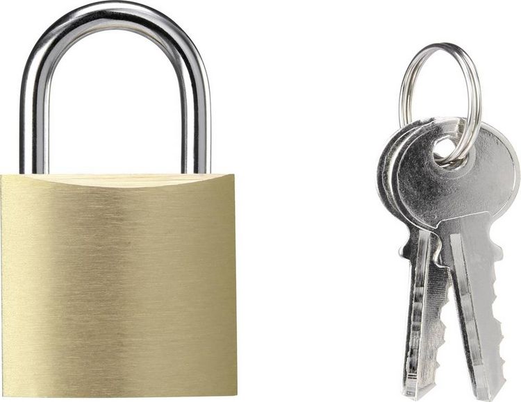 Produktbild: Sygonix SY-5044454 Vorh&auml;ngeschloss 32 mm teilweise gleichschlie&szlig;end Messing Schl&uuml;sselschloss