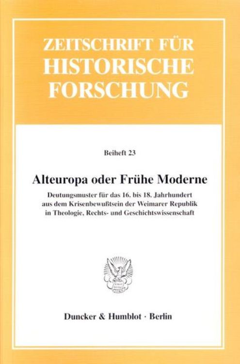 Bild vom Artikel Alteuropa oder Frühe Moderne? vom Autor Luise Schorn-Schütte