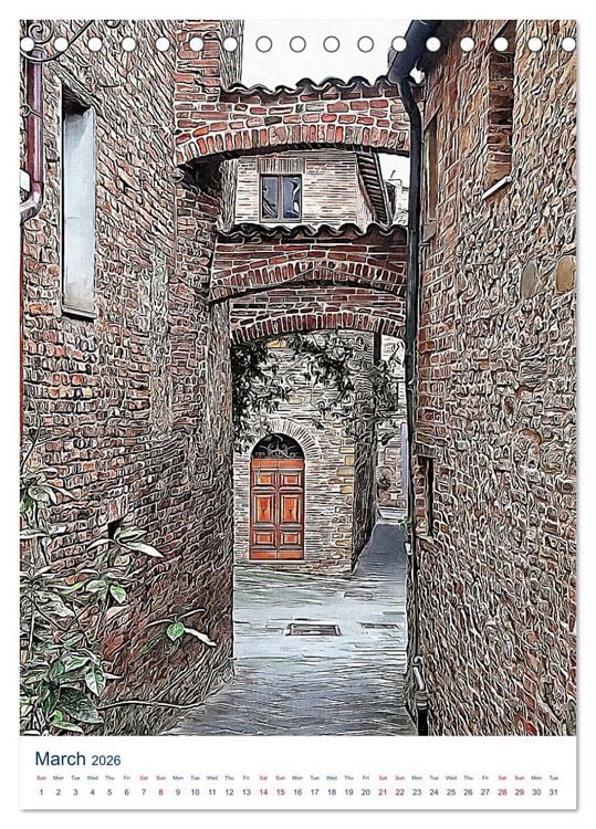 Produktbild: Umbrian Archways (Desk Calendar 2026 DIN A5 portrait), CALVENDO 12 Month DeskCalendar