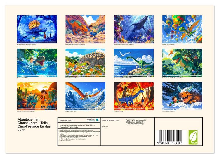Produktbild: Abenteuer mit Dinosauriern - Tolle Dino-Freunde f&uuml;r das Jahr (Wandkalender 2026 DIN A4 quer), CALVENDO Monatskalender