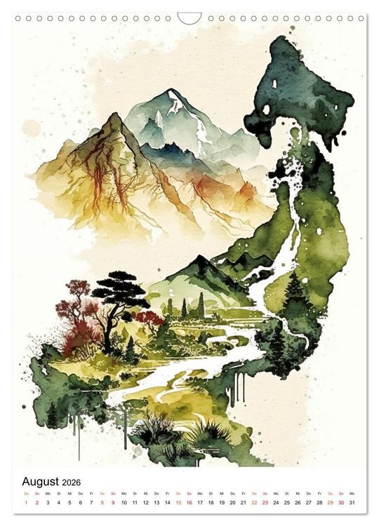 Produktbild: China - Aquarellmalerei (Wandkalender 2026 DIN A3 hoch), CALVENDO Monatskalender