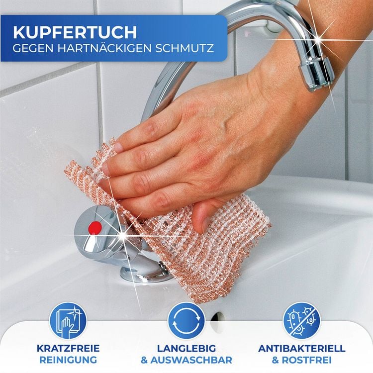 Produktbild: Kupfertuch, 10er Set, entfernt schonend hartn&auml;ckigen Schmutz