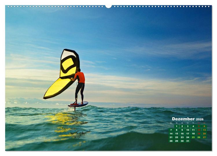 Produktbild: Wingfoilen - fliegen &uuml;ber das Wasser (Wandkalender 2026 DIN A2 quer), CALVENDO Monatskalender