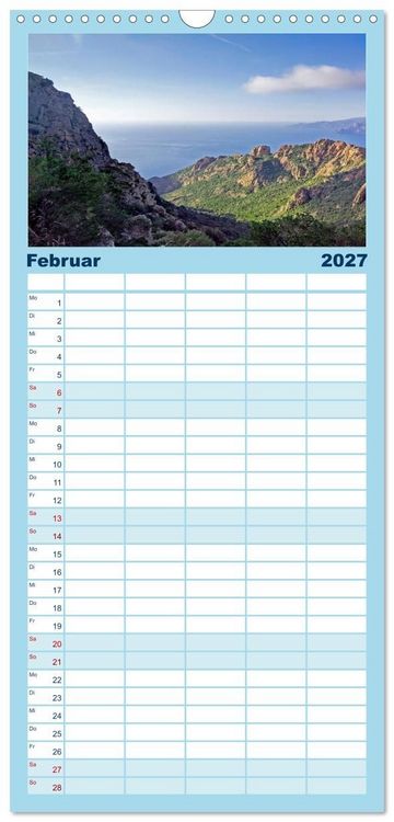 Produktbild: Familienplaner 2027 - Korsika - Farben einer wilden Sch&ouml;nheit mit 5 Spalten (Wandkalender, 21 x 45 cm) CALVENDO