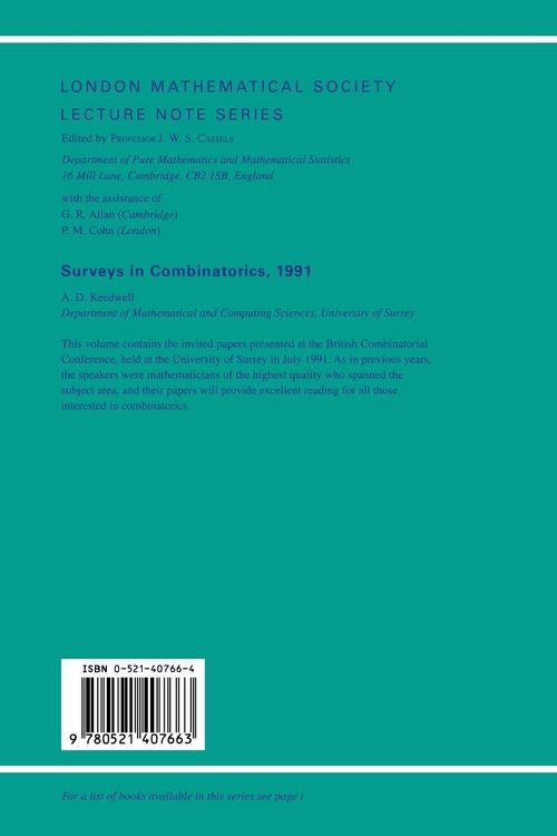 Produktbild: Surveys in Combinatorics, 1991