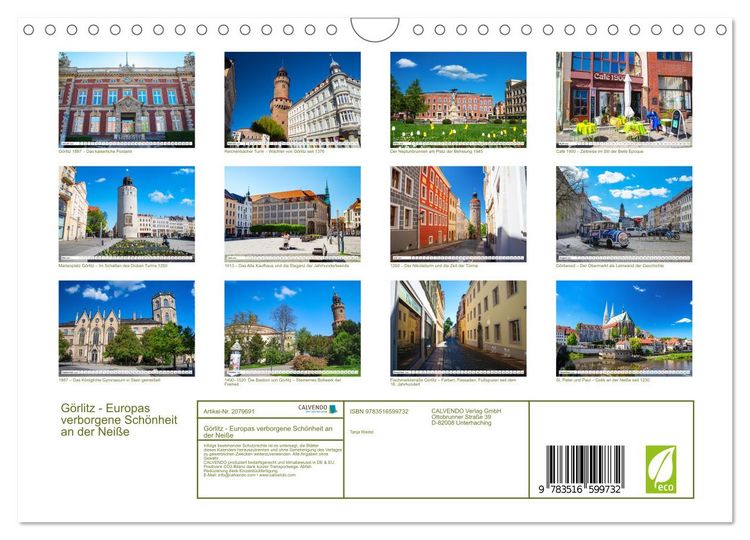 Produktbild: G&ouml;rlitz - Europas verborgene Sch&ouml;nheit an der Nei&szlig;e (Wandkalender 2026 DIN A4 quer), CALVENDO Monatskalender