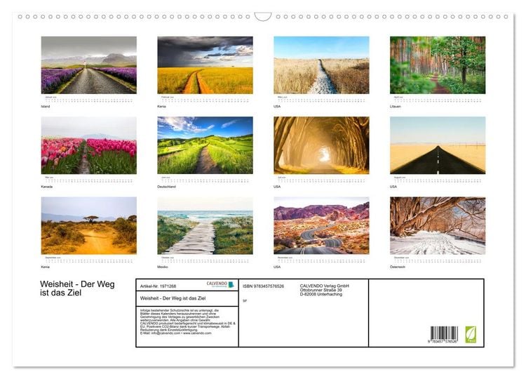 Produktbild: Weisheit - Der Weg ist das Ziel (Wandkalender 2026 DIN A2 quer), CALVENDO Monatskalender