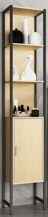 Produktbild: Holz Metall Badm&ouml;bel Badschrank Hochschrank Edino