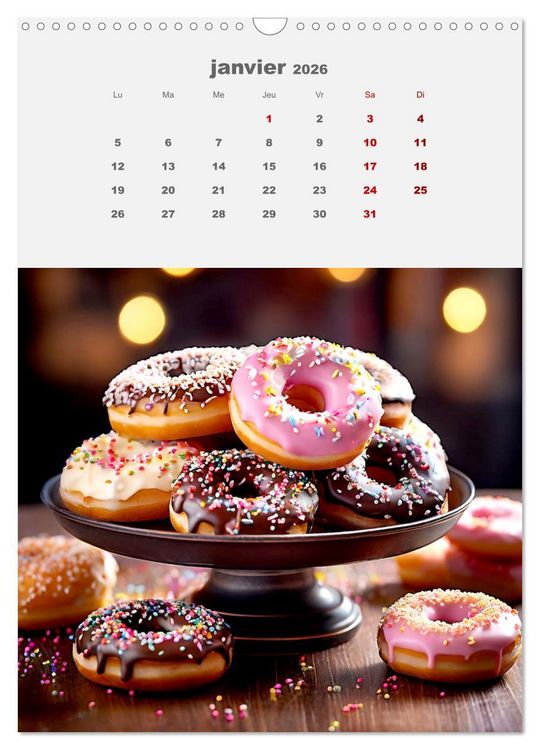 Produktbild: Les aventures sucr&eacute;es des donuts (Calendrier mural 2026 DIN A3 horizontal), CALVENDO calendrier mensuel
