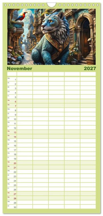 Produktbild: Familienplaner 2027 - Verborgene Welten: Arkanum der mystischen Tierwesen mit 5 Spalten (Wandkalender, 21 x 45 cm) CALVENDO