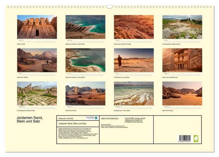 Produktbild: Jordanien Sand, Stein und Salz (Wandkalender 2027 DIN A2 quer), CALVENDO Monatskalender