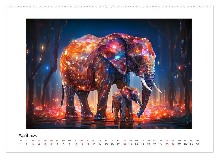 Produktbild: Elefantastisch (hochwertiger Premium Wandkalender 2026 DIN A2 quer), Kunstdruck in Hochglanz