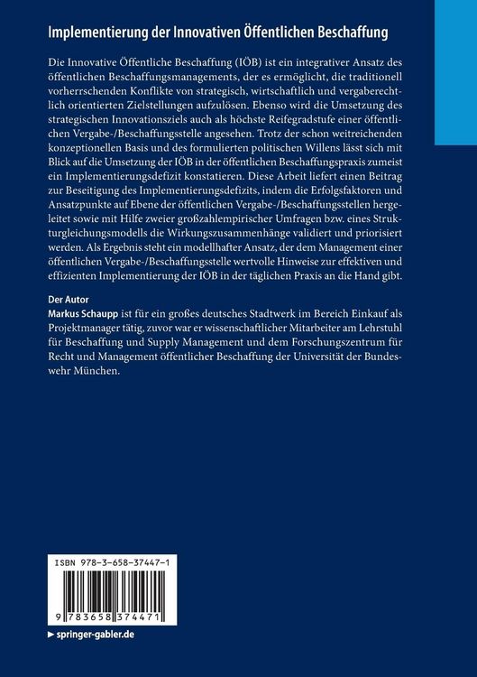 Produktbild: Implementierung der Innovativen &Ouml;ffentlichen Beschaffung