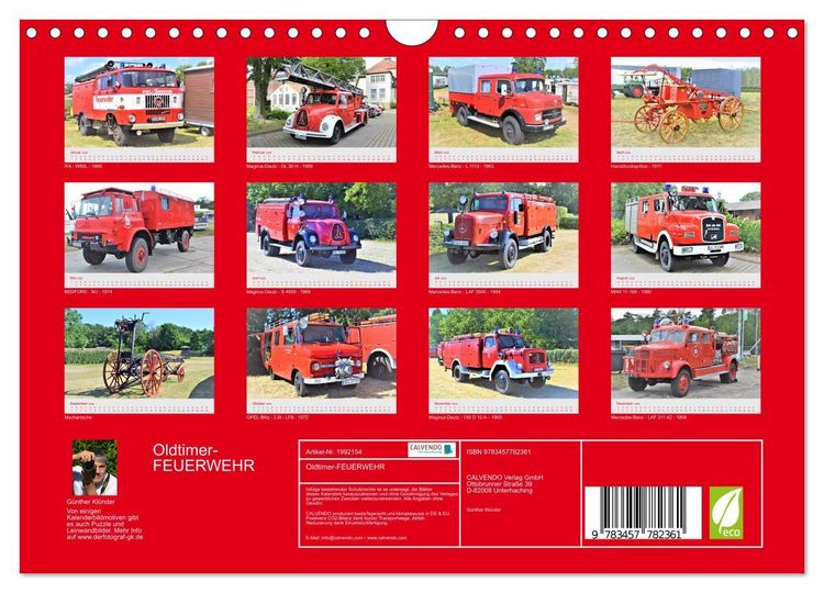 Produktbild: Oldtimer-FEUERWEHR (Wandkalender 2026 DIN A4 quer), CALVENDO Monatskalender