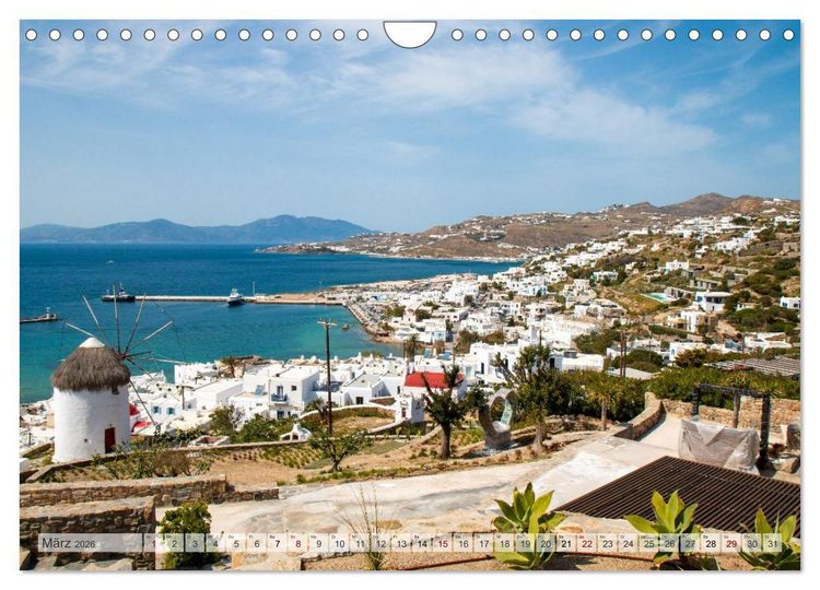 Produktbild: Mykonos - Natur, Meer und wei&szlig;e W&auml;nde (Wandkalender 2026 DIN A4 quer), CALVENDO Monatskalender