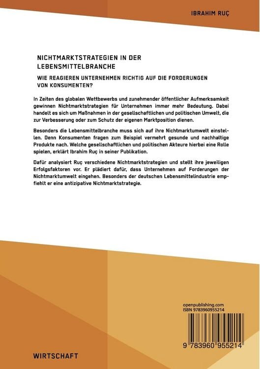 Produktbild: Nichtmarktstrategien in der Lebensmittelbranche. Wie reagieren Unternehmen richtig auf die Forderungen von Konsumenten?