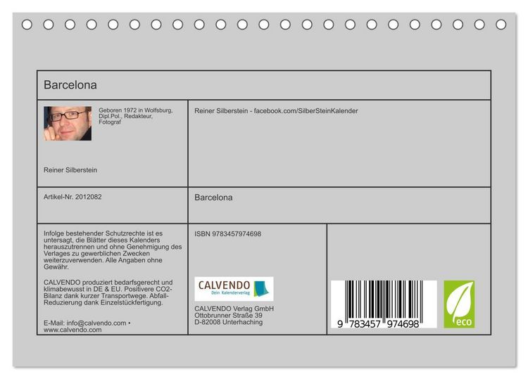 Produktbild: Barcelona (Tischkalender 2026 DIN A5 quer), CALVENDO Monatskalender