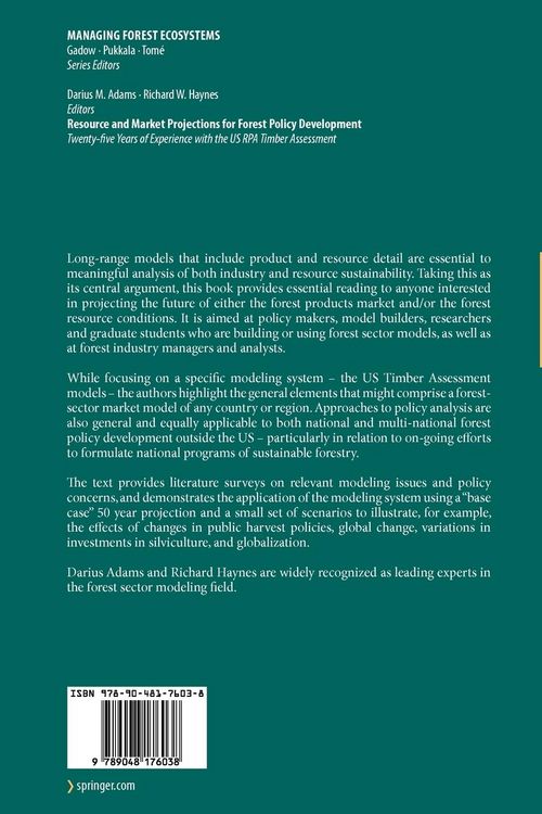 Produktbild: Resource and Market Projections for Forest Policy Development