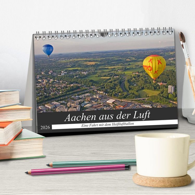 Produktbild: Aachen aus der Luft - Eine Fahrt mit dem Hei&szlig;luftballon (Tischkalender 2026 DIN A5 quer), CALVENDO Monatskalender