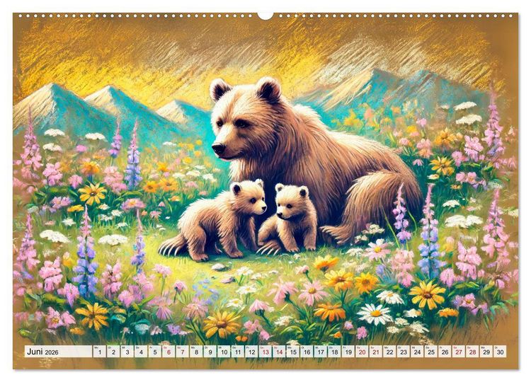 Produktbild: Ein Jahr mit den B&auml;ren - Ein majest&auml;tisches Leben in der Wildnis (hochwertiger Premium Wandkalender 2026 DIN A2 quer), Kunstdruck in Hochglanz